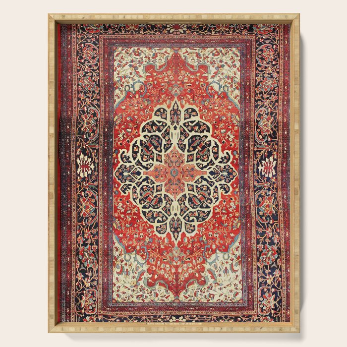 Red Gold Medallion Tabriz Rug Print Serving Tray Gallery Image 1