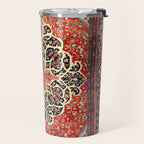  Red Gold Medallion Tabriz Rug Print Travel Mug Gallery Image 2
