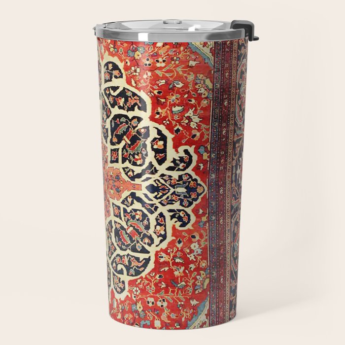  Red Gold Medallion Tabriz Rug Print Travel Mug Gallery Image 2