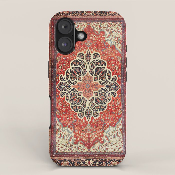  Red Gold Medallion Tabriz Rug Print iPhone Case Gallery Image 1