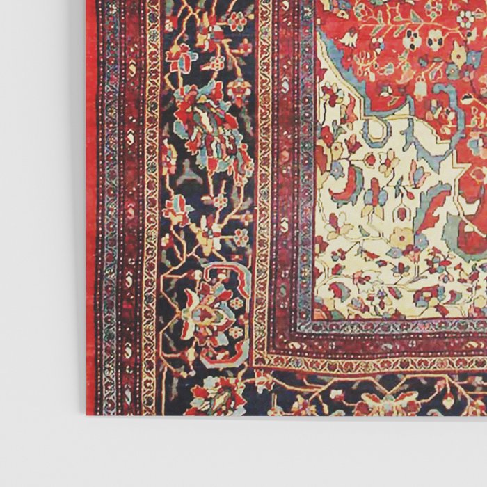  Red Gold Medallion Tabriz Rug Print Poster Gallery Image 3