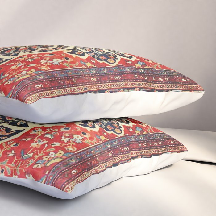  Red Gold Medallion Tabriz Rug Print Pillow Sham Gallery Image 3