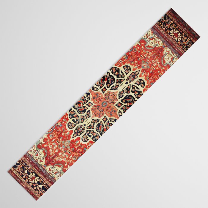  Red Gold Medallion Tabriz Rug Print Table Runner Gallery Image 3