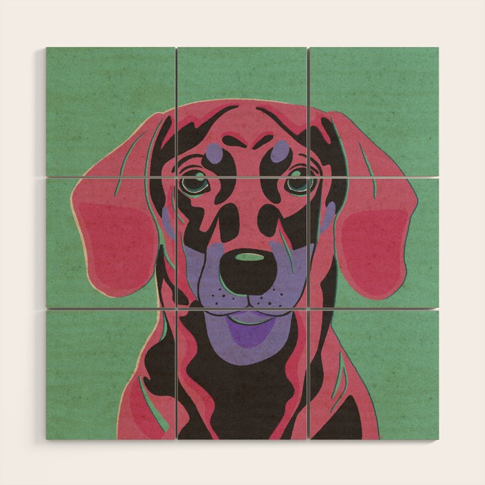 Abstract Dachshund in Pink and Purple Wood Wall Art Gallery Image 1