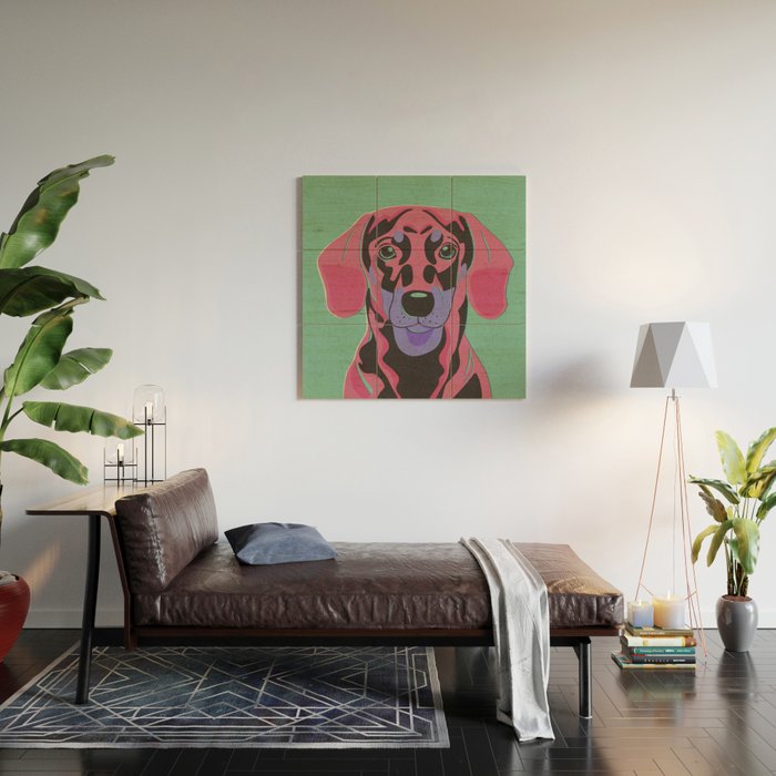 Abstract Dachshund in Pink and Purple Wood Wall Art Gallery Image 2