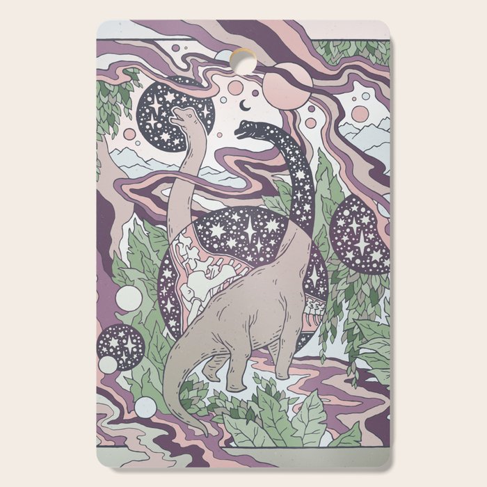Jurassic Portal | Purple Haze Palette | Dinosaur Science Fiction Art Cutting Board Gallery Image 1