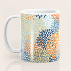 Modern, Floral Prints, Orange, Blue, Yellow Coffee Mug Gallery Image 3