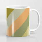 Retro Diagonal Stripes in Vintage Olive Green and Cantaloupe Orange Coffee Mug Gallery Image 1