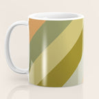 Retro Diagonal Stripes in Vintage Olive Green and Cantaloupe Orange Coffee Mug Gallery Image 3