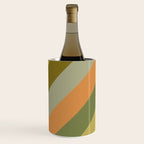 Retro Diagonal Stripes in Vintage Olive Green and Cantaloupe Orange Wine Chiller Gallery Image 3