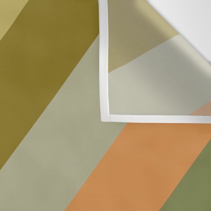 Retro Diagonal Stripes in Vintage Olive Green and Cantaloupe Orange Wall Tapestry Gallery Image 3