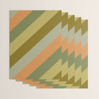 Retro Diagonal Stripes in Vintage Olive Green and Cantaloupe Orange Wrapping Paper Gallery Image 3