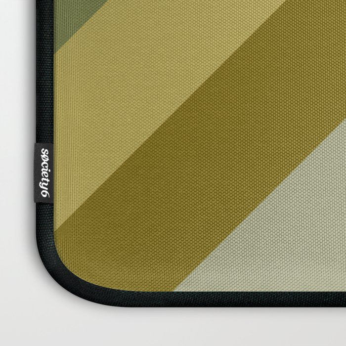 Retro Diagonal Stripes in Vintage Olive Green and Cantaloupe Orange Laptop Sleeve Gallery Image 3