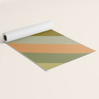 Retro Diagonal Stripes in Vintage Olive Green and Cantaloupe Orange Yoga Mat Gallery Image 2