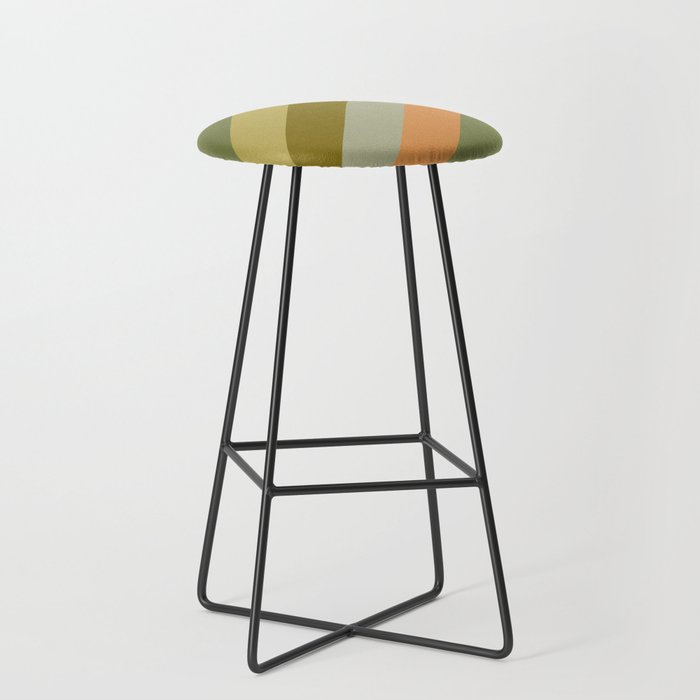 Retro Diagonal Stripes in Vintage Olive Green and Cantaloupe Orange Stool Gallery Image 1