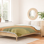 Retro Diagonal Stripes in Vintage Olive Green and Cantaloupe Orange Duvet Cover Gallery Image 2
