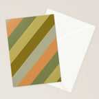 Retro Diagonal Stripes in Vintage Olive Green and Cantaloupe Orange Stationery Card Gallery Image 2