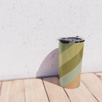Retro Diagonal Stripes in Vintage Olive Green and Cantaloupe Orange Travel Mug Gallery Image 4