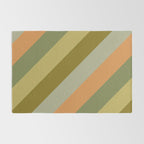 Retro Diagonal Stripes in Vintage Olive Green and Cantaloupe Orange Rug Gallery Image 2