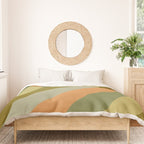 Retro Diagonal Stripes in Vintage Olive Green and Cantaloupe Orange Duvet Cover Gallery Image 3