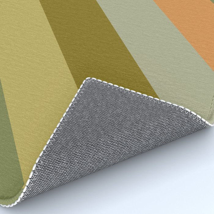 Retro Diagonal Stripes in Vintage Olive Green and Cantaloupe Orange Rug Gallery Image 4