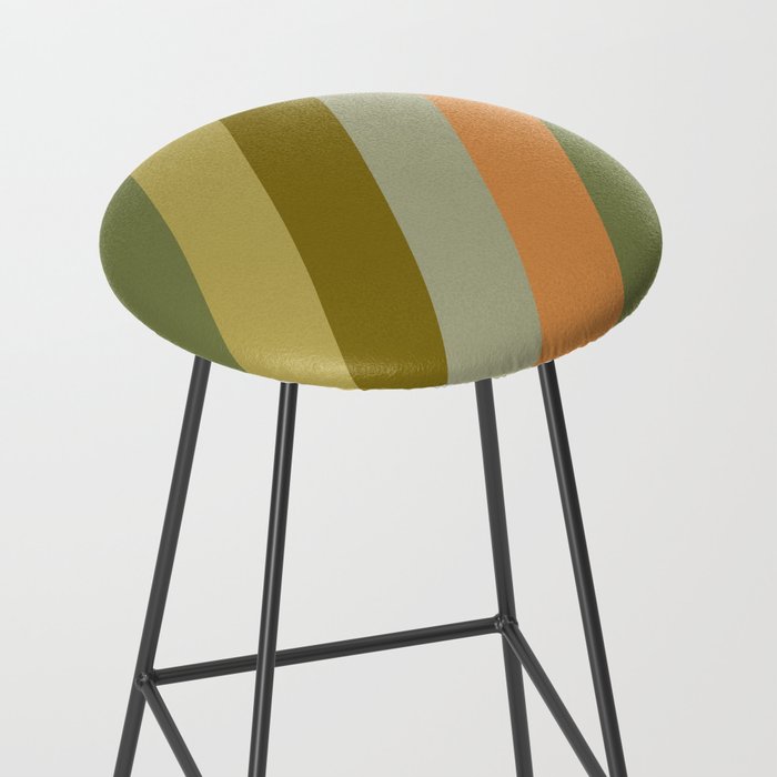 Retro Diagonal Stripes in Vintage Olive Green and Cantaloupe Orange Stool Gallery Image 2