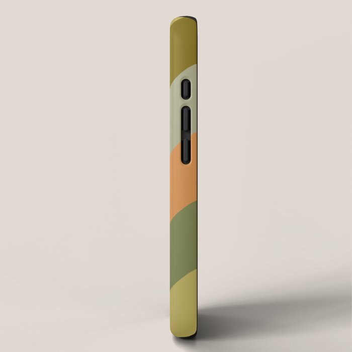 Retro Diagonal Stripes in Vintage Olive Green and Cantaloupe Orange iPhone Case Gallery Image 2