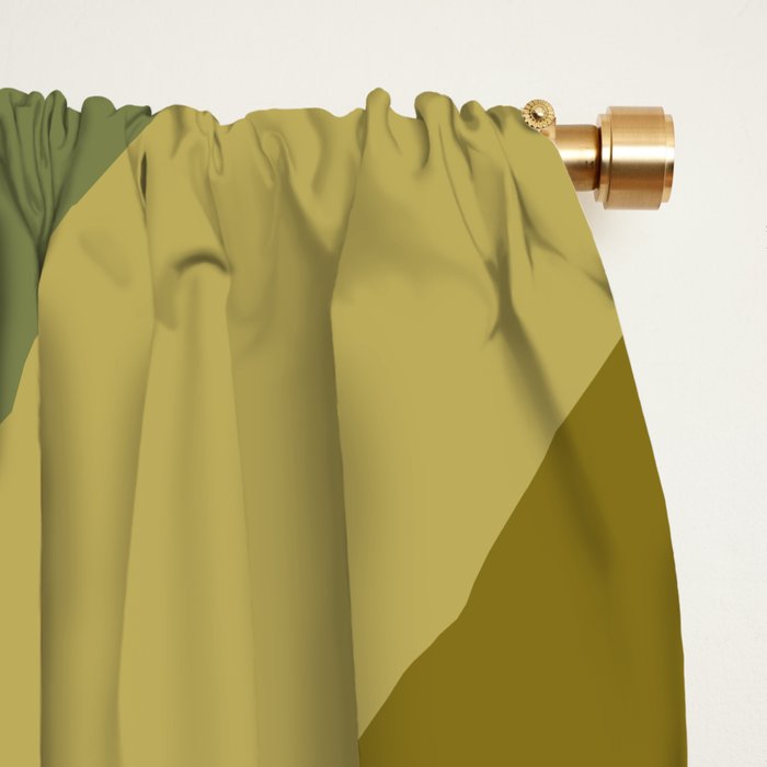 Retro Diagonal Stripes in Vintage Olive Green and Cantaloupe Orange Window Curtain Gallery Image 2