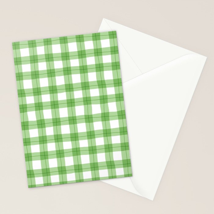 Green geometric plaid gingham pattern Stationery Card Gallery Image 2