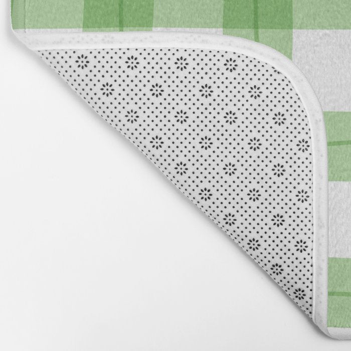 Green geometric plaid gingham pattern Bath Mat Gallery Image 2