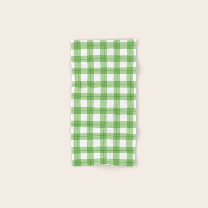 Green geometric plaid gingham pattern Bath Towel Gallery Image 1