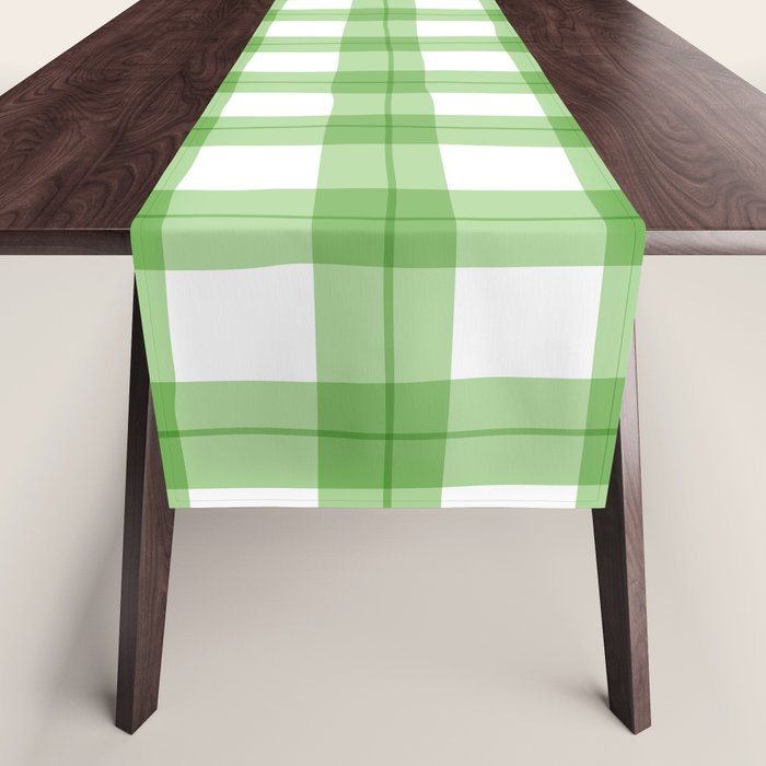 Green geometric plaid gingham pattern Table Runner Gallery Image 1