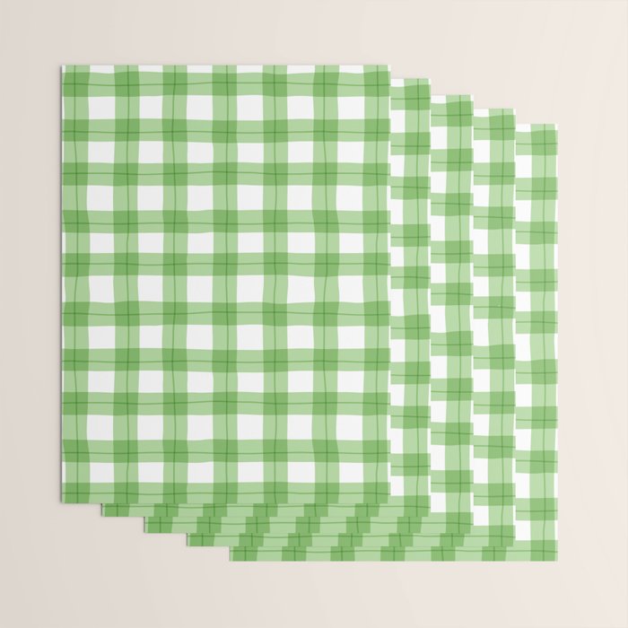 Green geometric plaid gingham pattern Wrapping Paper Gallery Image 3