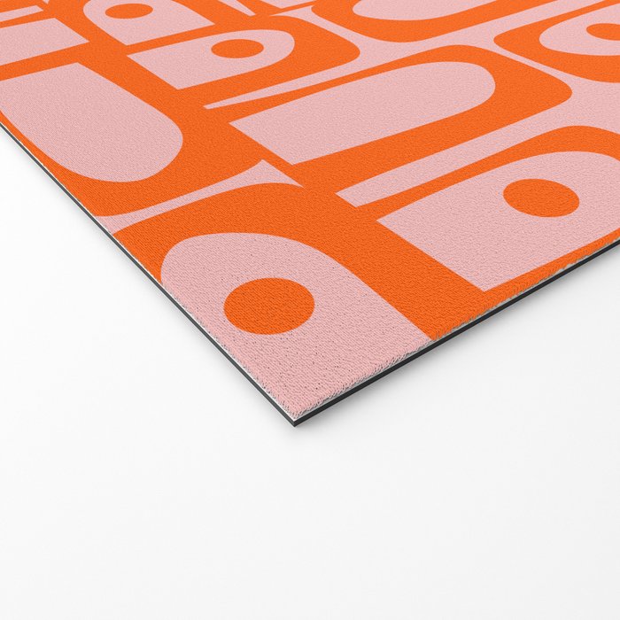 Contemporary Geometric Abstract Piquet Multi Pattern in Pop Orange and Pink Welcome Mat Gallery Image 2