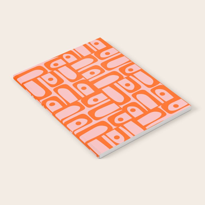Contemporary Geometric Abstract Piquet Multi Pattern in Pop Orange and Pink Notebook Gallery Image 2