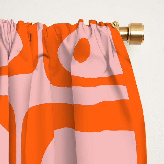 Contemporary Geometric Abstract Piquet Multi Pattern in Pop Orange and Pink Window Curtain Gallery Image 2