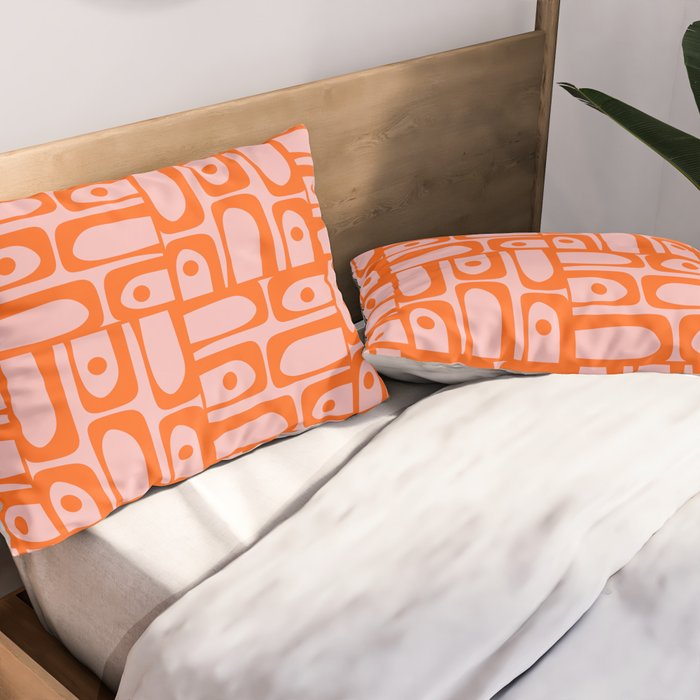 Contemporary Geometric Abstract Piquet Multi Pattern in Pop Orange and Pink Pillow Sham Gallery Image 2