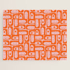 Contemporary Geometric Abstract Piquet Multi Pattern in Pop Orange and Pink Jigsaw Puzzle Gallery Image 1