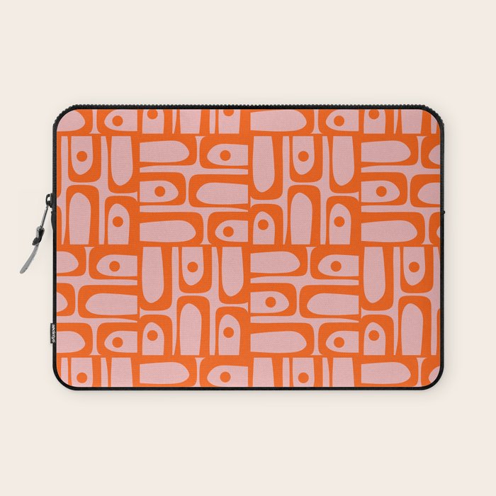 Contemporary Geometric Abstract Piquet Multi Pattern in Pop Orange and Pink Laptop Sleeve Gallery Image 1