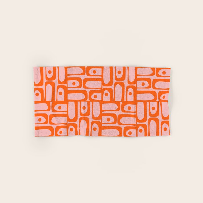Contemporary Geometric Abstract Piquet Multi Pattern in Pop Orange and Pink Bath Towel Gallery Image 1