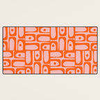 Contemporary Geometric Abstract Piquet Multi Pattern in Pop Orange and Pink Desk Mat Gallery Image 3
