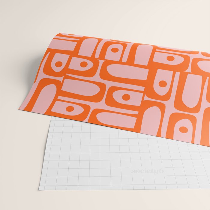 Contemporary Geometric Abstract Piquet Multi Pattern in Pop Orange and Pink Wrapping Paper Gallery Image 2