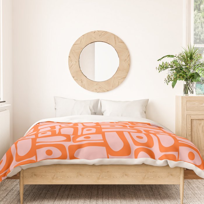 Contemporary Geometric Abstract Piquet Multi Pattern in Pop Orange and Pink Duvet Cover Gallery Image 3