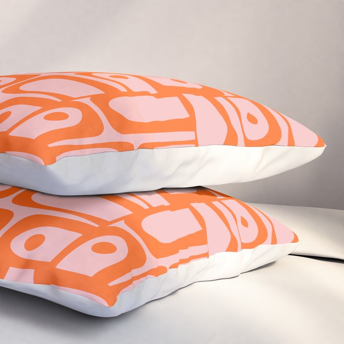 Contemporary Geometric Abstract Piquet Multi Pattern in Pop Orange and Pink Pillow Sham Gallery Image 3