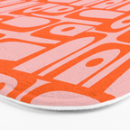 Contemporary Geometric Abstract Piquet Multi Pattern in Pop Orange and Pink Bath Mat Gallery Image 3