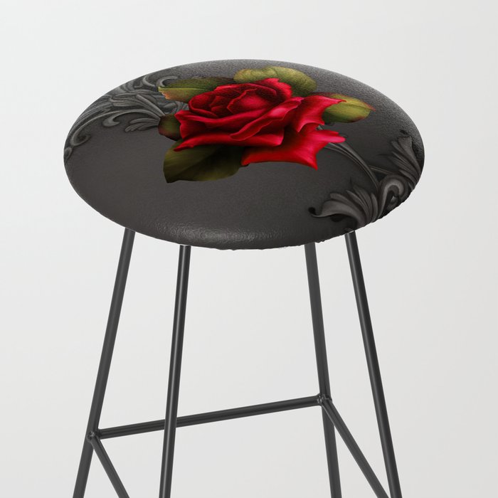 Gothic Glamour Red Rose Black Ornamental Glam Stool Gallery Image 2