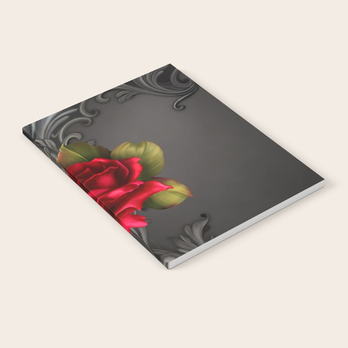 Gothic Glamour Red Rose Black Ornamental Glam Notebook Gallery Image 1