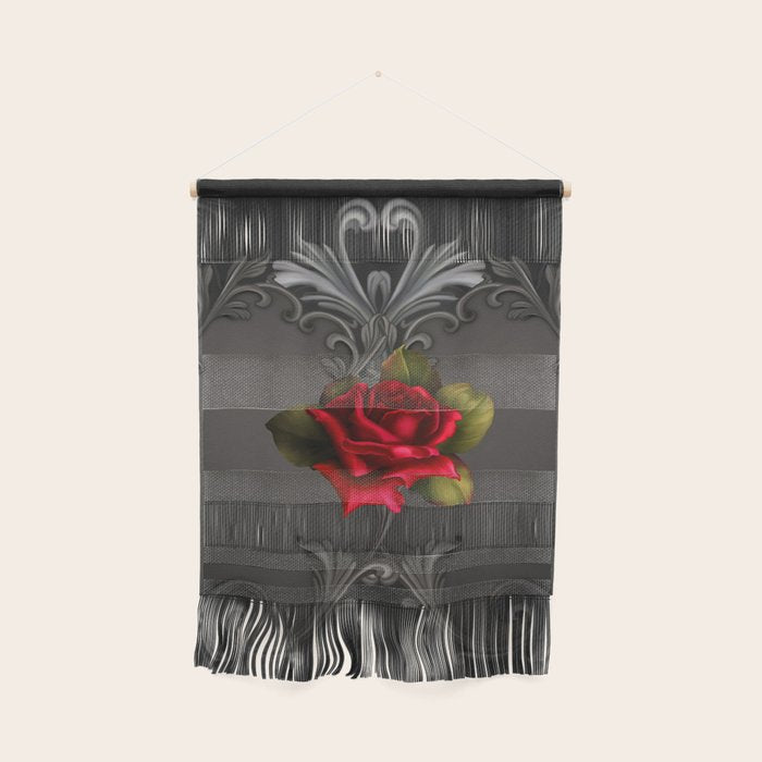 Gothic Glamour Red Rose Black Ornamental Glam Wall Hanging Gallery Image 1