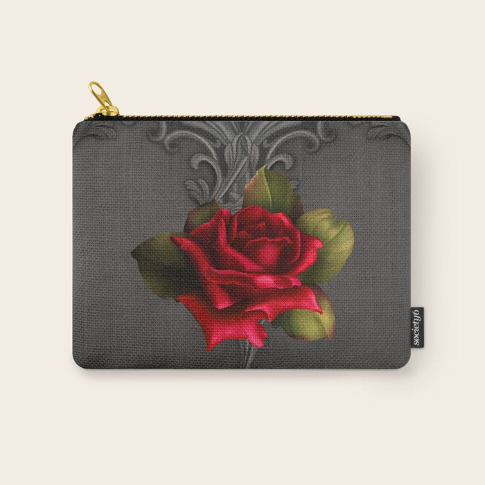 Gothic Glamour Red Rose Black Ornamental Glam Carry All Pouch Gallery Image 1