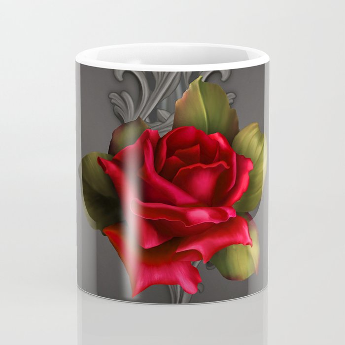Gothic Glamour Red Rose Black Ornamental Glam Coffee Mug Gallery Image 4